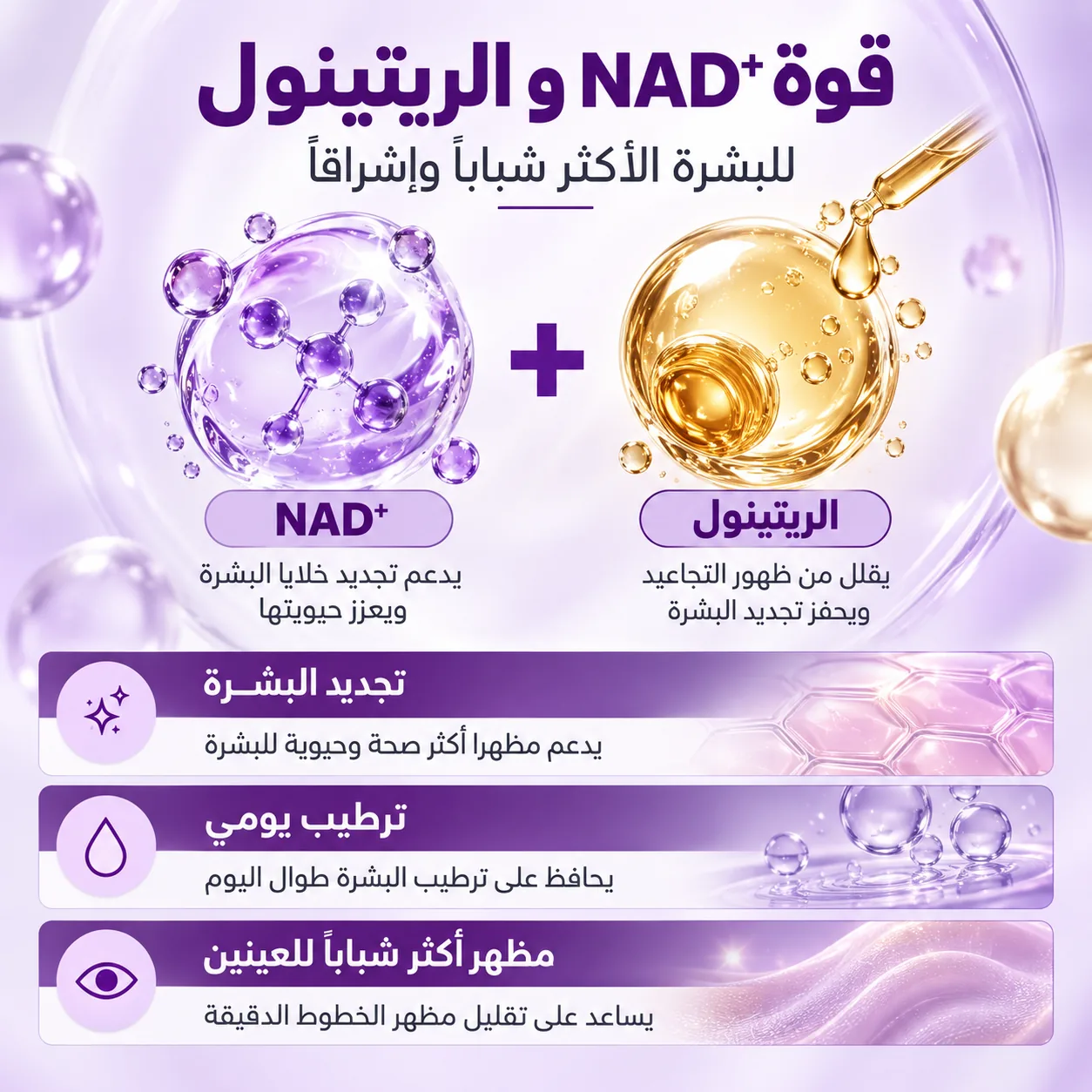 فوائد NAD+ والريتينول لتجديد بشرة منطقة العين
